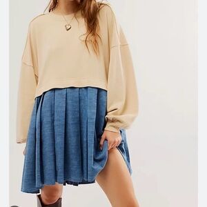 Free people Elenor denim sweatshirt